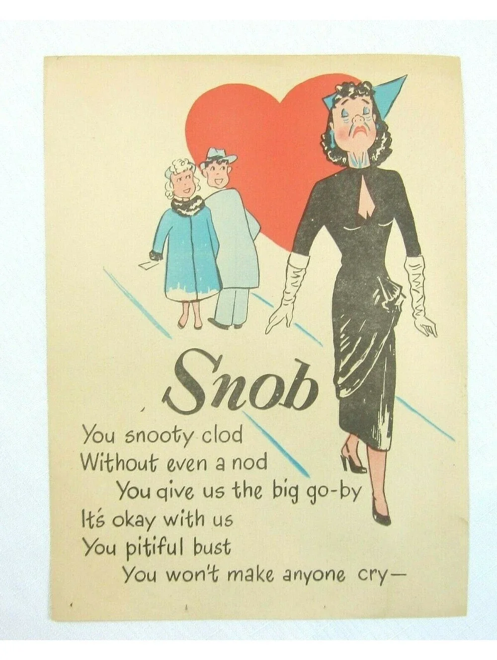 Vintage Vinegar Valentine Snob Penny Dreadful Sarcasm Insult Poem Ephemera 8x10